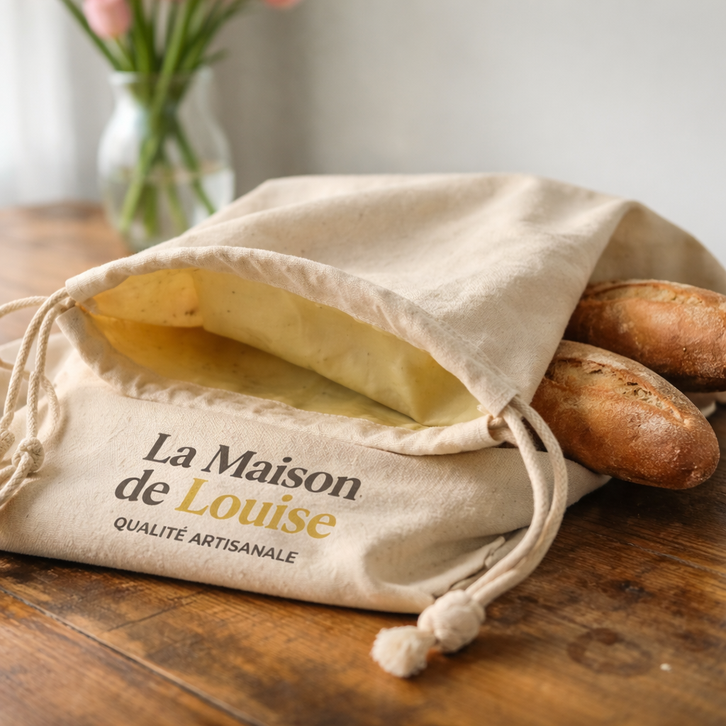 Sac à Pain en Cire d'Abeille La Maison de Louise — 30 x 40 cm