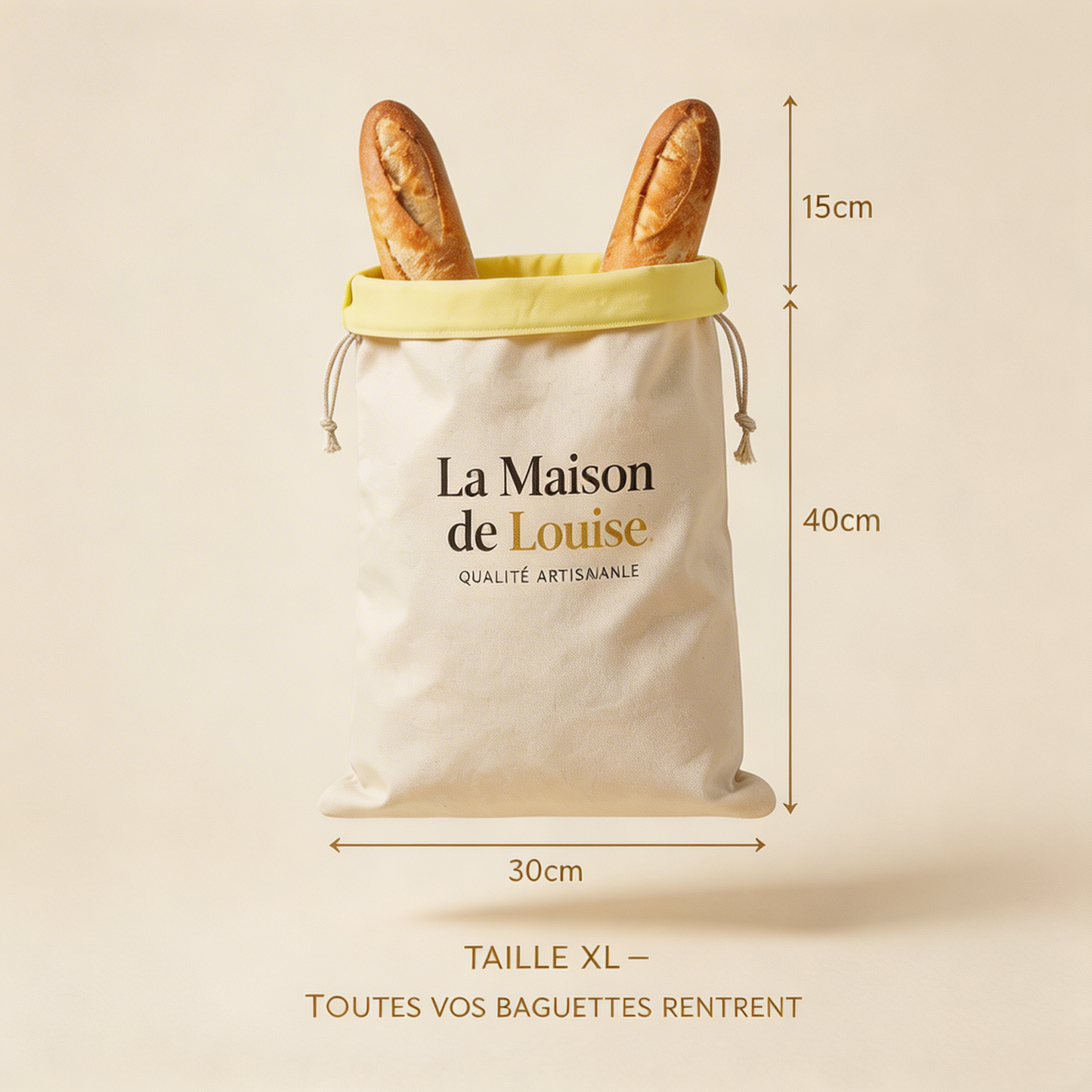 Sac à Pain en Cire d'Abeille La Maison de Louise — 30 x 40 cm